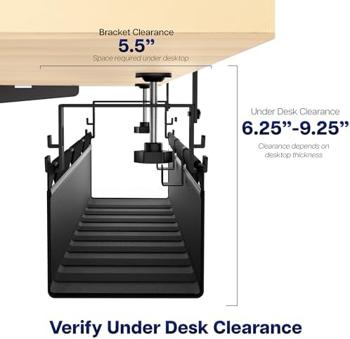 VIVO Black Clamp-on 47 in Fabric Cable Management Tray, DESK-AC47F-C - Image 6