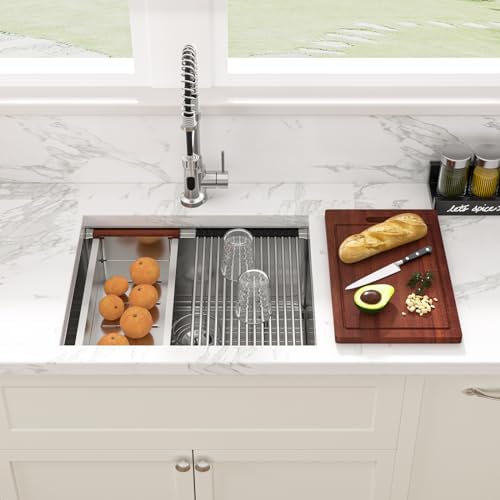 Sarlai 23 Undermount Bar Sink 23 x 19 Inch Kitchen Sink Ledge Workstation - Image 2