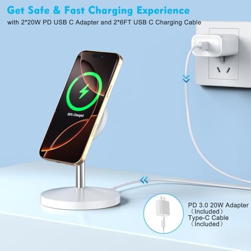 Magnetic Wireless Charger iPhone Charger Stand 2Pack Fast Stand Magnet Pad - Image 3