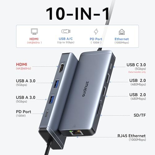 USB C Hub Ethernet USB-C Adapters for MacBook Pro/Air with HDMI 4K@60Hz - Image 2