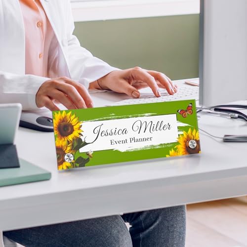 Personalized Acrylic Office Desk Name Plate with Standoff Barrels - Image 2