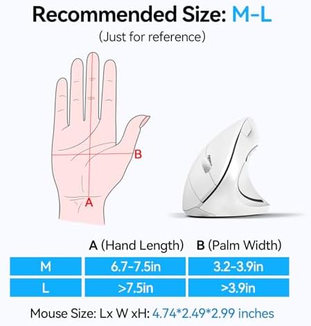 TECKNET Ergonomic Mouse, 4800 DPI Wireless Bluetooth Vertical, 3-Device - Image 4