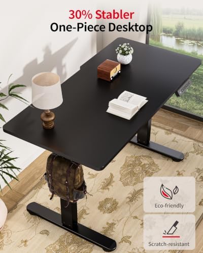 Okin Standing Desk Electric Adjustable Computer Whole Piece Stand up Desk with Wheels Office Gaming Home Office Memory Desks 48x24 inches Black - Image 4