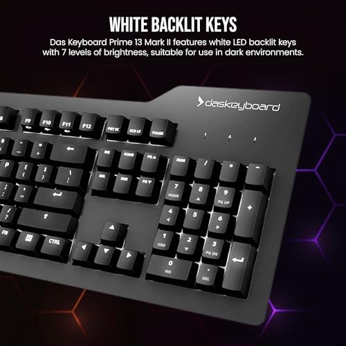 Das Keyboard Prime 13 Mark II Backlit Wired Mechanical Keyboard, Cherry MX2A Silent Red Mechanical Switches, Clean White LED Backlit Keys, USB Pass-Through, Aluminum Top Panel (104 Keys, Black) - Image 5