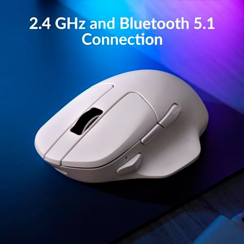 Keychron M7 Wireless Mouse, 26K DPI, 2.4 GHz/Bluetooth/Wired, 63g, White - Image 3