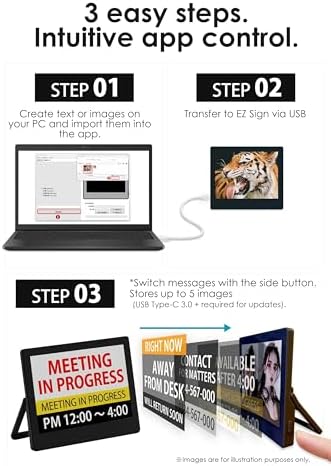 Santek EZ Sign | 4.2" 4-Color Wired E-Paper Display (USB Cable + Windows App) with Kickstand – Rewritable & Customizable Standing Sign for Office, Retail, Reception, Airbnb, QR Code & WiFi Display (White) - Image 5