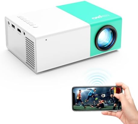 Projector WiFi Portable Movie Projector, Phone or Tablet Can be Mirrored to the Video Projectors Via WiFi or Data Cable, Compatible with Smartphone/ Tablet/ Laptop/TV Stick/ PS/ USB by wepvo