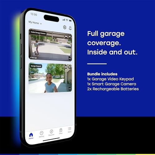 myQ Smart Garage Starter Kit: Garage Door Video Keypad + Rechargeable Battery + Wi-Fi Plug-in 2K Camera, Custom PIN Codes, Wide-Angle Lens, Night Vision, 2-Way Audio, Motion Alerts and App Control - Image 2