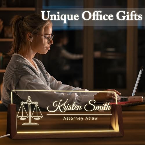 Custom Light Up Name Plate for Desk, Desk Name Plate Personalized with Logo, Employee Appreciation Gift, Personalized Office Gifts for Boss Coworkers Teacher, Office Decor for Women Men (Lawyer Styles) - Image 7