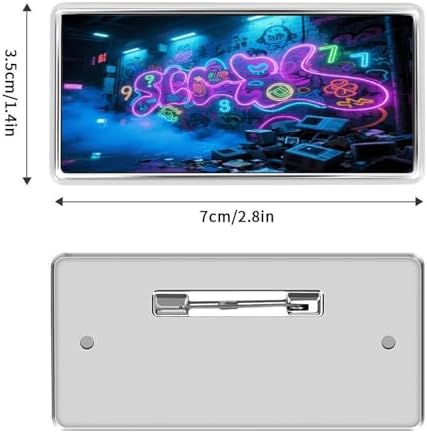 Electronic Graffiti Wall Stainless Steel Name Plate with Pin,Durable Personalized Name Tags,Name Badge for Business Work Lable Sign 1.4 * 2.8 in - Image 2