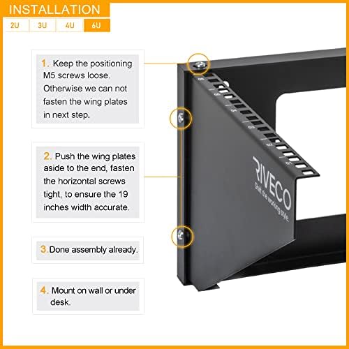 RIVECO 6U Wall Mount Rack for Network| Reinforced Heavy Load 66-99 LBS Small Server Racks Vertical & Horizontal Mounting for 19 inches IT & Studio Equipment. - Image 4
