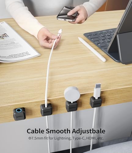 9 Pack Magnetic Cable Clips Cord Organizer,Desk Cable Management Accessories,Cord Clips,Adhesive USB Wire Holder Keeper Organizer for Home Office Desk Phone Car Wall Desktop Nightstand cable organizer - Image 4