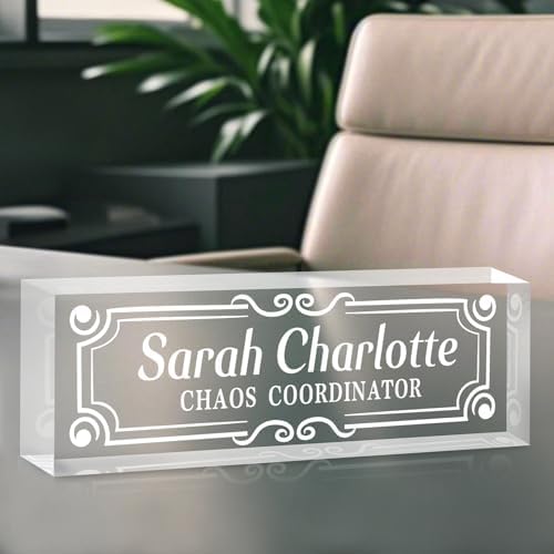 Custom Office Name Plate for Desk - Name Plate Personalized Gifts for Coworkers, Boss, Teacher, Social Worker - Acrylic Office Desk Decor for Women Men - Employee Appreciation Gifts (white 4) by EveryBaositycraftsgiftisone-of-a-kind%E2%80%94exclusivelycraftedforyou