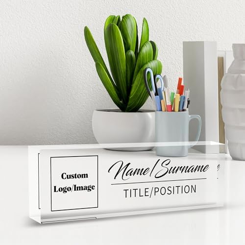 Custom Acrylic Name Plate For Desk - Personalized Logo Office Desk Decor, Employee Appreciation Gift For Men And Women With Image And Text - Image 6
