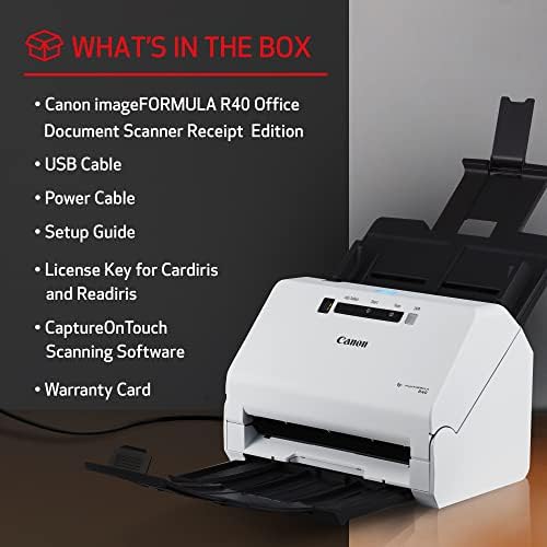 Canon imageFORMULA R40 Office Document Scanner Receipt Edition, for PC and Mac, Scan & Extract Data to QuickBooks Online, Color Duplex Scanning, Auto Document Feeder, Easy Setup for Office Or Home Use - Image 6