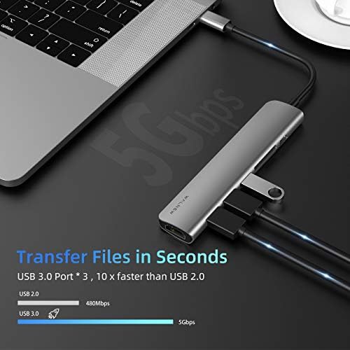 WALNEW USB C Hub with 4k HDMI,100W Power Delivery,SD/TF Reader,USB 3.0 Data Ports,7-in-1 USBC Dongle Multiport Adapter,Thunderbolt 4 Dock for Macbook Pro/Air,Mac,iPad 10,Surface,Dell XPS Laptop,Tab S7 - Image 3