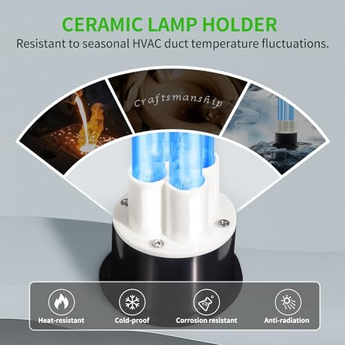 80W UV Light for HVAC Systems- Ozone-Free Commercial/Whole House Duct UVC Lamp with Ceramic Base, Dual H-Tube 99.9% Efficiency with 253.7nm, for Hotel, Mall, School, Hospitals and other large places - Image 5