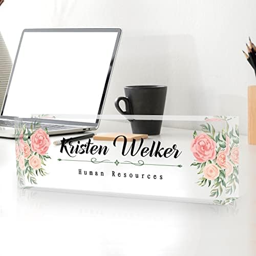 SalaGraphics Desk Name Plate Personalized, Custom for Desk, Office Decor Women Men, Acrylic Accessories, Gifts Coworkers Boss Teacher, Employee Appreciation (Flowers C),8''(L)x2.5(W) - Image 4