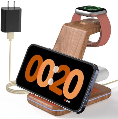 JoyGeek 3 in 1 Charging Station for Apple Devices, Wireless Charger Stand for iPhone 17/16/15/14/13/12/11/SE/X Pro Max Plus - Apple Watch 11/10/9/Ultra 2/8/SE/7/6/5 - AirPods Pro 2/3/2 by JoyGeek