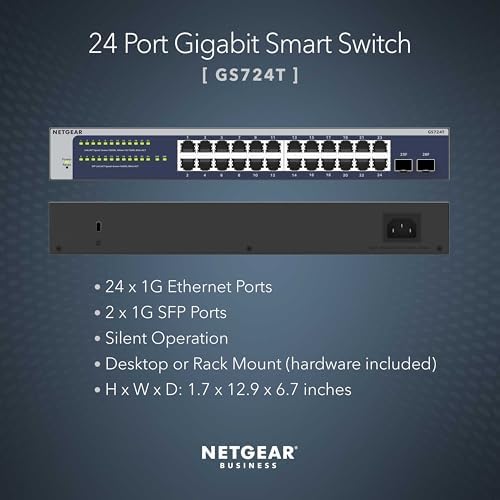 NETGEAR 24-Port Gigabit Ethernet Smart Managed Network Switch (GS724T) - Image 2