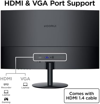 KOORUI 27 Inch Curved Computer Monitor, FHD 144Hz VA 1500R Office Monitor - Image 6