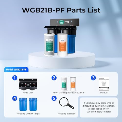 iSpring PFAS Whole House Water Filter System,SGS-Tested to Remove up to 99% PFAS,2-Stage Filtration Reduces Sediment, Chlorine, Chemical, Taste & Odor, 10-Inch Filters,1" Inlet/Outlet Model: WGB21B-PF - Image 6