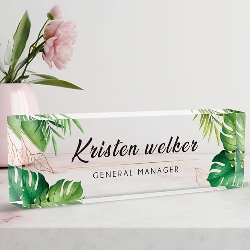 Name Plate for Desk, Desk Name Plate Personalized Office Desk Decor for Women and Men, Custom Employee Appreciation Gifts Office Gifts for Boss, Manager, Co-Worker, Teacher, Nurse by AeekdookWoodenPuzzles