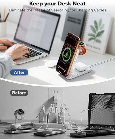 KPON 3-in-1 for Magsafe Charging Station, Foldable Travel Charger Stand for Apple, Wireless Magnetic Charging Dock for Multiple Devices iPhone 17 16 15 14 13 12 Series/Apple Watch/Airpods - Image 6