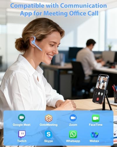 Bluetooth Headset,72H Work Single-Ear Wireless Earpiece for Cell Phone Call - Image 3