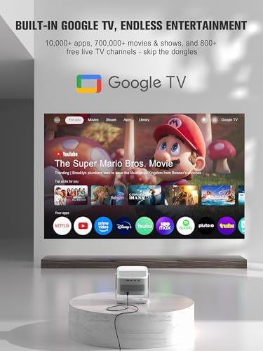 【Official Licensed Google TV】4K Smart Projector with WiFi and Bluetooth, VOPLLS Outdoor Projectors with 50W Dolby/AI Auto Focus, Portable Movie Phone Wireless Gaming Wifi Proyector for Bedroom/Home - Image 2