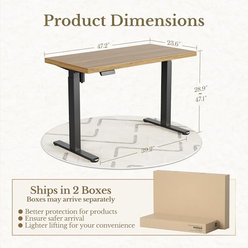 ErGear 48 X 24 Inch Height Adjustable Electric Standing Desk, Natural Oak - Image 2