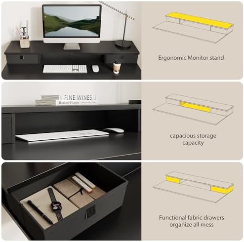 Agilestic 63 * 24 Inch Electric Standing Desk with Drawers, Black - Image 5