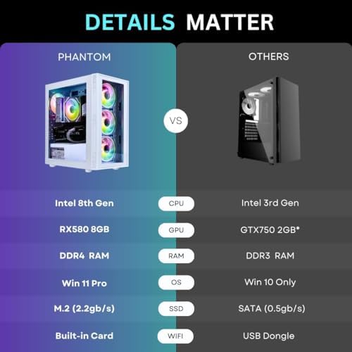 NOVATECH Phantom - Prebuilt Gaming PC Desktop Computer - Core Xeon i7 3.5GHz - RX580-16GB RAM - 512GB M.2 SSD WiFi/BT, Win 11 - Gaming Computer Tower - Pre Built PC Gaming - 1 Year Warranty (White) - Image 4