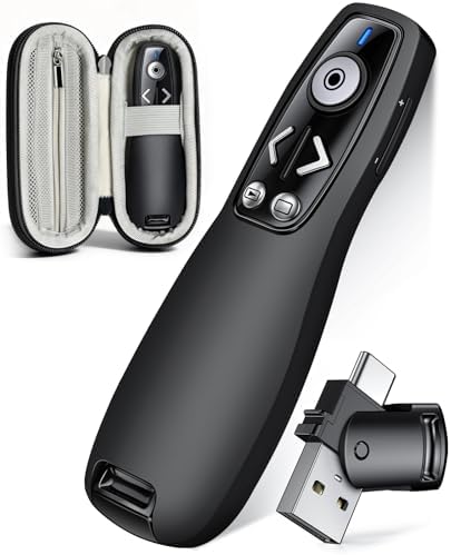 ELISWEEN Wireless Presenter with Carry Case, Presentation Clicker with Protective Storage Bag, Presentation Remote for Powerpoint, Mac, Computer, Laptop by Unknown