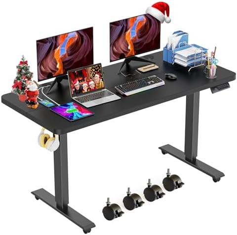 farexon 48x24 Inch Electric Standing Desk with Wheels,Black by farexon