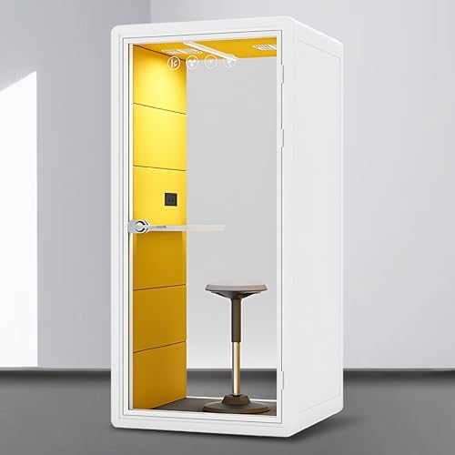 Office Sound Booth with Audio Privacy - Soundproof Proof Booth Includes Superimposed Interior Design,Sound Room Include Socket,Fans,Light&Small Table for Study (Yellow, 42IN) by X-Comfot