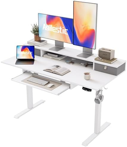 Agilestic 48 Inch Standing Desk with Drawers & Keyboard Tray, White by Agilestic