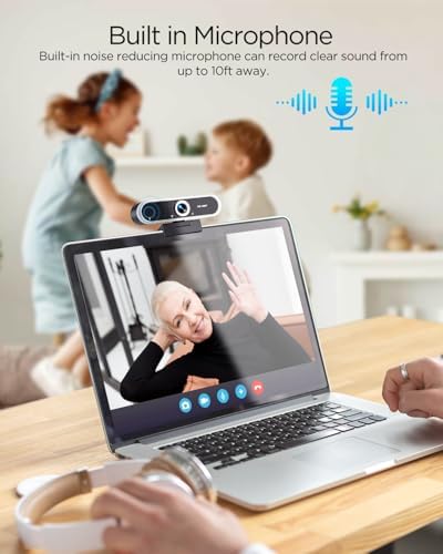 2PCS Webcam 1080P with Microphone & Privacy Cover for PC/Laptop, USB Computer Camera Plug & Play with Auto Light Correction for Video Calls, Live Streaming Gaming & Online Meetings - Image 7