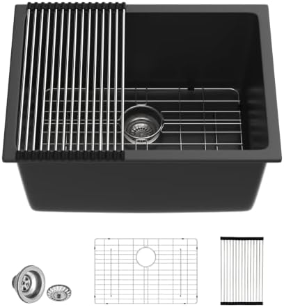 Logmey 24 Inch Black Undermount Laundry Sink by Logmey