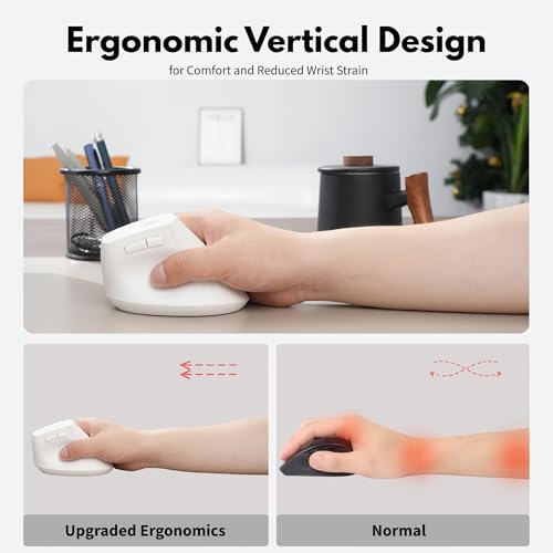 Uineer Ergonomic Vertical Mouse, 2.4G Wireless Mouse, Rechargeable, 4-DPI - Image 3