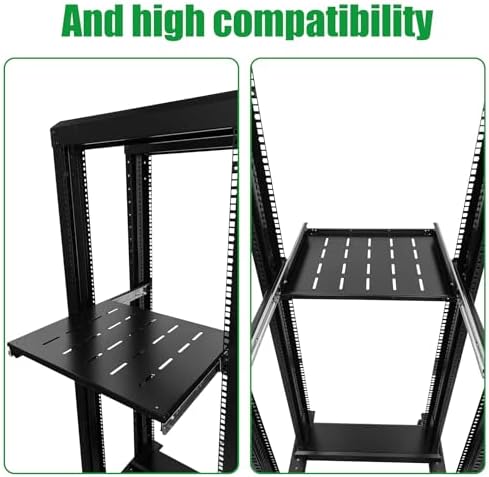 GlobalRack 1U Sliding Shelf,14.75-26" Adjustable, Double-Sided, Soft-Close - Image 5