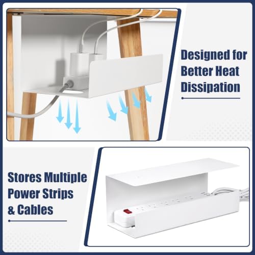 2 Pack Under Desk Cable Management Tray,Hold 11 lbs, 16 x 6 x 6 Inch, White - Image 5