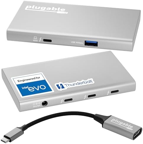 Plugable 5-in-1 Thunderbolt 4 Hub, 4K HDMI Adapter Included by Plugable