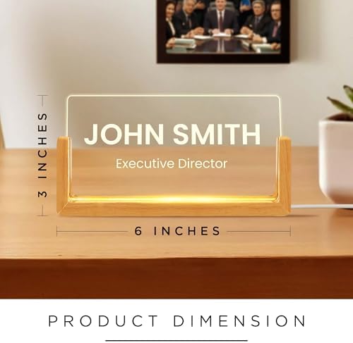 Personalized Light Up Desk Name Plate, Custom LED Acrylic Name Plate for Office, Appreciation Gifts for Boss Coworker Employee Teacher, Office Desk Decor for Women Men - No Line1, 3x6", Acrylic, Made in USA by My Sign Center - Image 5