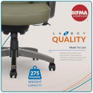 La-Z-Boy Arcadian Ergonomic Bonded Leather Swivel Executive Chair, Olive - Image 7