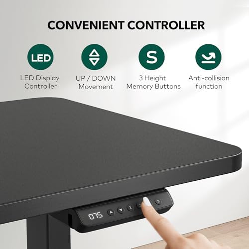 Cubiker L Shaped Standing Desk - 63 x 55 Inch Electric Adjustable Height Corner Standing Desk, Ergonomic Sit Stand Up Table with 3 Memory Buttons, Splice Board for Home Office, Black - Image 6