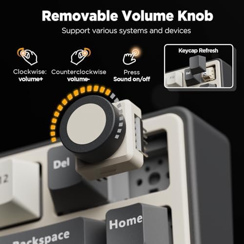 RK ROYAL KLUDGE R75 Wireless Mechanical Keyboard, 75% Percent Custom Gaming Keyboard Gasket Mount RGB Backlit with Knob & PBT Keycaps, BT5.1/2.4GHz/USB-C, Hot Swappable Cream Switch, White - Image 4
