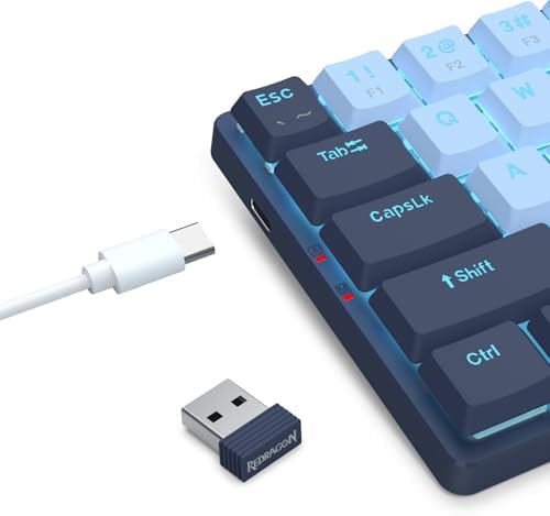 Redragon BS8773 Wireless Keyboard and Mouse Combo, 78 Keys 2.4Ghz Wireless Low-Profile Mechanical Red Switch Keyboard w/Slim Compact Design & Single Blue Backlit, Comfort Grip 2400 DPI Max Mouse - Image 5