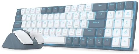 Redragon BS8773 Wireless Keyboard and Mouse Combo, 78 Keys 2.4Ghz Wireless Low-Profile Mechanical Red Switch Keyboard w/Slim Compact Design & Single Blue Backlit, Comfort Grip 2400 DPI Max Mouse by REDRAGON