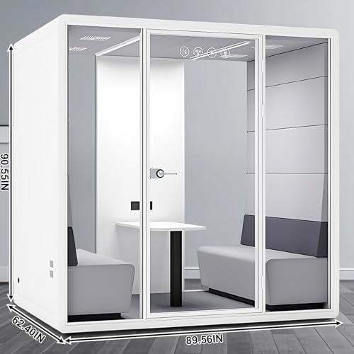 Office Sound Booth with Audio Privacy - Soundproof Proof Booth Includes Superimposed Interior Design,Sound Room Include Socket,Fans,Light for Study (Grey, 90IN) - Image 2